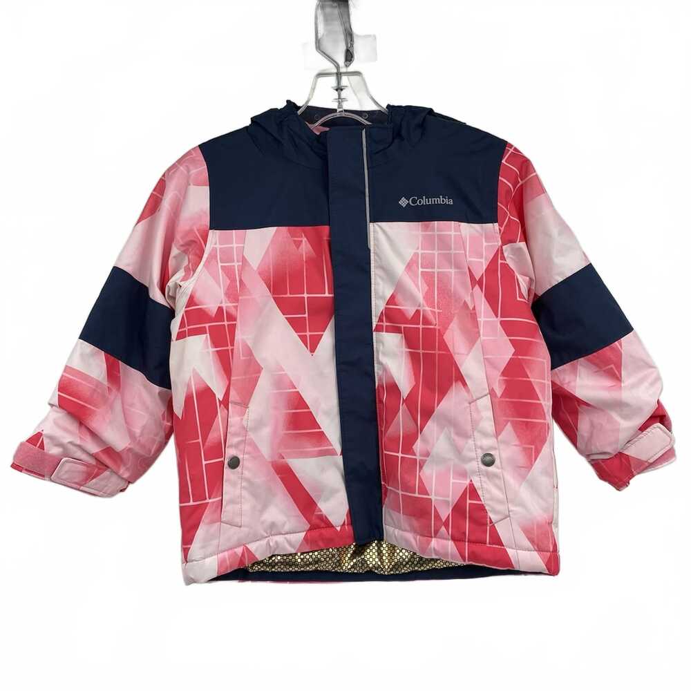 Columbia Girls Jacket | Blue Pink Geometric Omni-Tech Jacket 4T